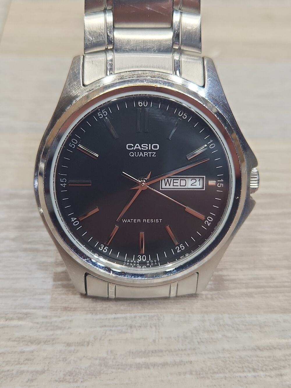 CASIO CLASSIC QUARTZ, 39MM, BLACK DIAL, Day/Date